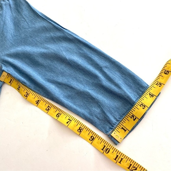 Esley Chambray Babydoll Mini Cotton Dress Medium Summer Fall Breathable Casual - Picture 12 of 13